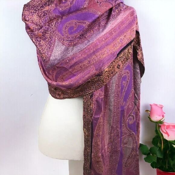 Collection 18 Womens Scarf Purple Opulence Blanket Multifunctional Fringe - Picture 2 of 13